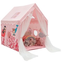 Costway Playhouse Play Teepee Tent Large Princess Castle Indoor Gift w/Cotton Mat Longer Curtain Pink
