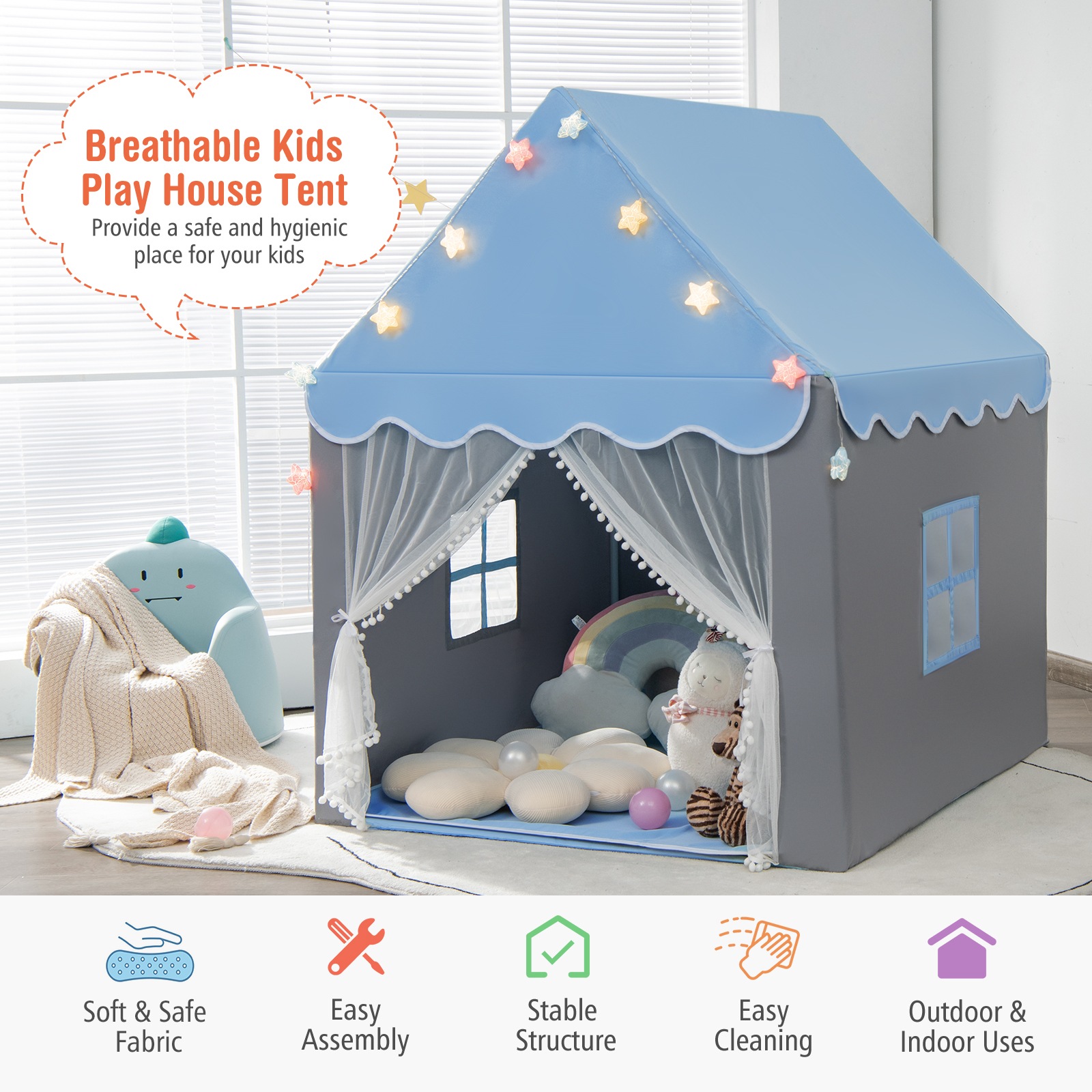 Buy Costway Play Tent Large Fairy Castle Indoor Playhouse w/Star