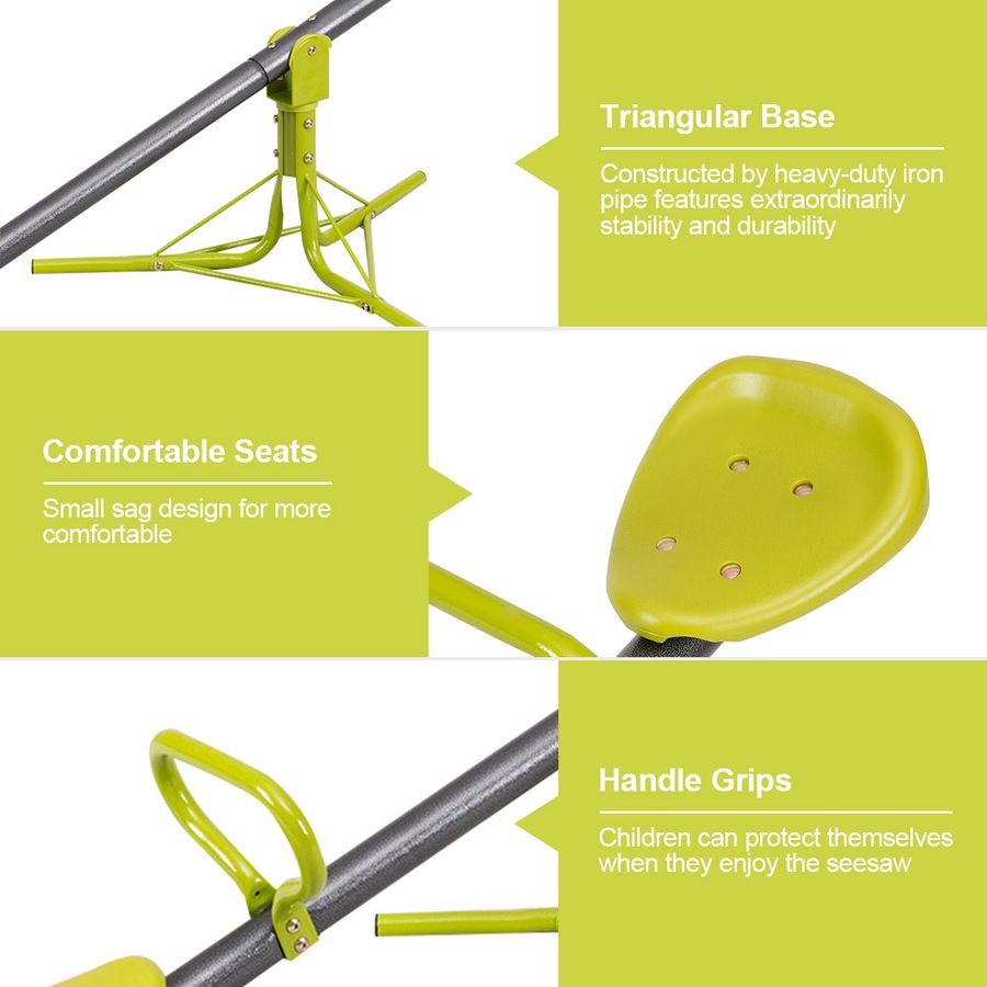 Costway Teeter Totter 360 Degree Rotation Outdoor Seesaw Play Set Green