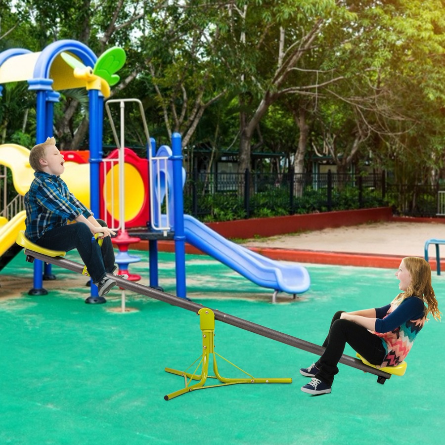 Costway Teeter Totter 360 Degree Rotation Outdoor Seesaw Play Set Green