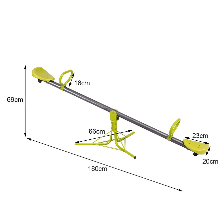 Costway Teeter Totter 360 Degree Rotation Outdoor Seesaw Play Set Green