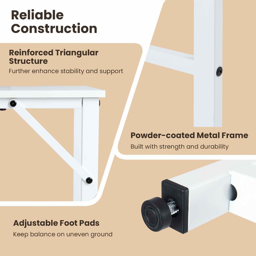 Costway L Computer Desk Storage Shelves Modern Study Writing Table w/Charging Station Corner Metal Office Gaming