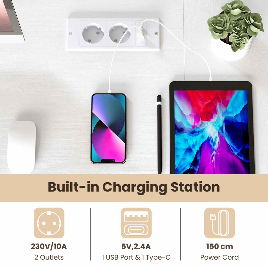 Costway L Computer Desk Storage Shelves Modern Study Writing Table w/Charging Station Corner Metal Office Gaming