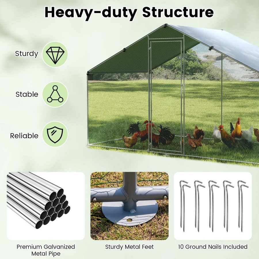 Buy Costway Large Chicken Coop w/Oxford Canopy Hexagonal Mesh Net ...