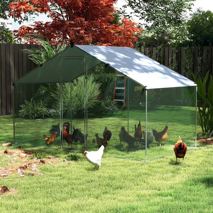 Buy Costway Large Chicken Coop w/Oxford Canopy Hexagonal Mesh Net ...