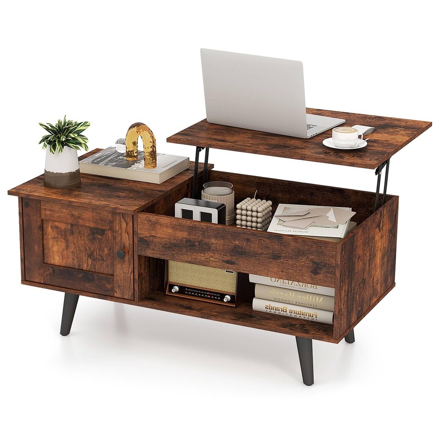 Costway Lift-Top Coffe Table Wooden Coffee Table Hidden Storage Cabinet Coffee