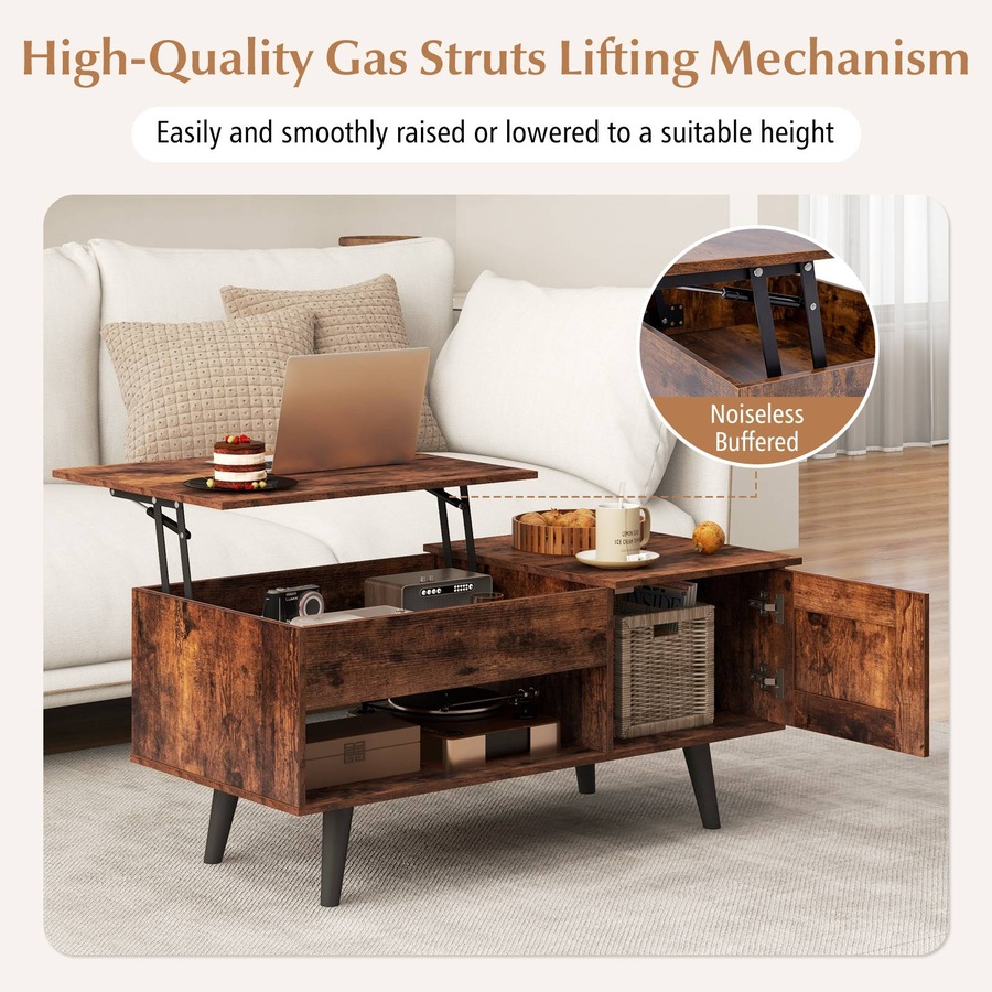 Costway Lift-Top Coffe Table Wooden Coffee Table Hidden Storage Cabinet Coffee