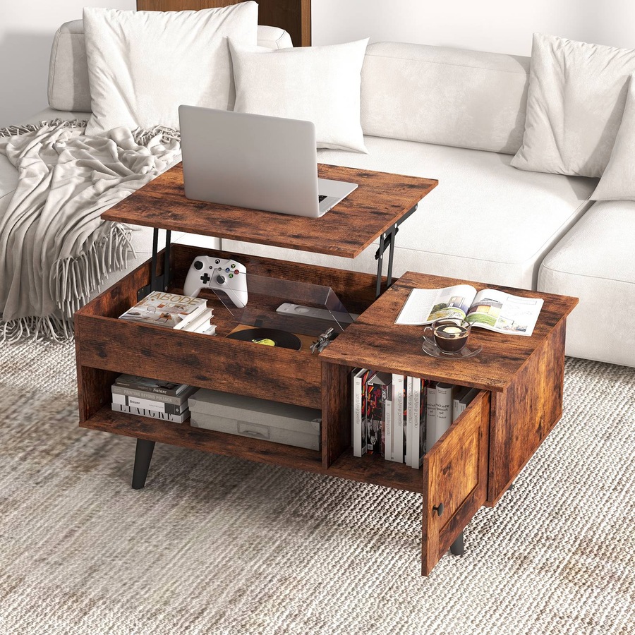 Costway Lift-Top Coffe Table Wooden Coffee Table Hidden Storage Cabinet Coffee