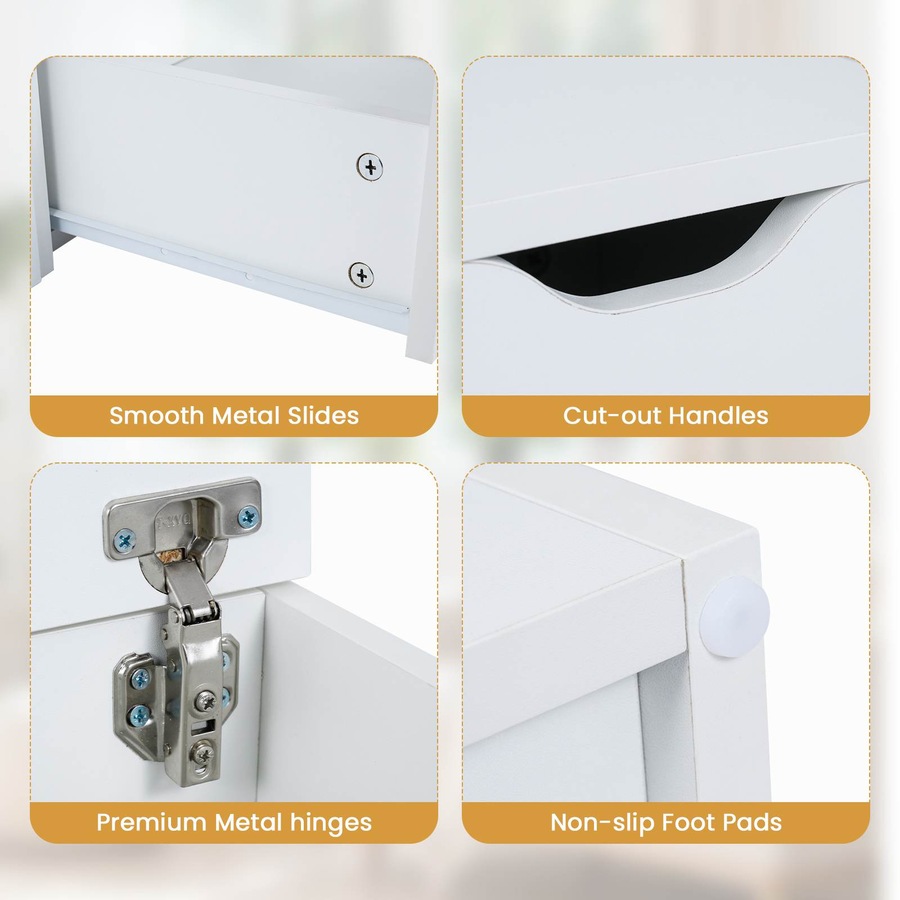 Costway Lift Top Coffee Table w/4 Storage Stools 3-in-1 Expandable Center Table Rectangular Cocktail Table Dining White