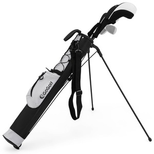 Costway Lightweight Golf Stand Bag w/Shoulder Strap Pocket & Bottle Holder Golf Carry Bag Black Grey