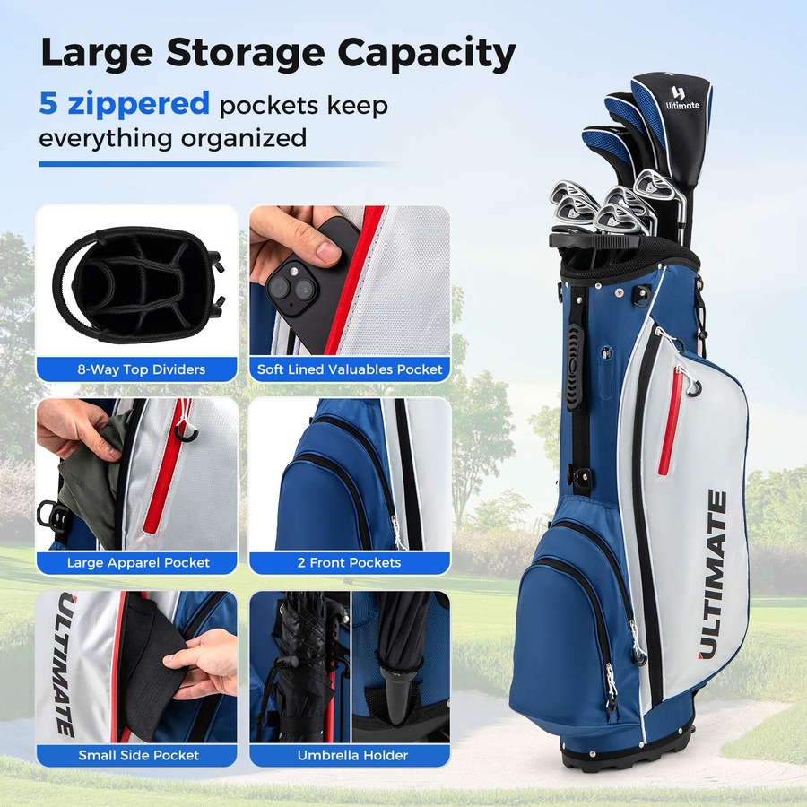Costway Men Golf Clubs Set Beginner w/Stand Bag 10PCS Alloy/Graphite Drive Right Hand