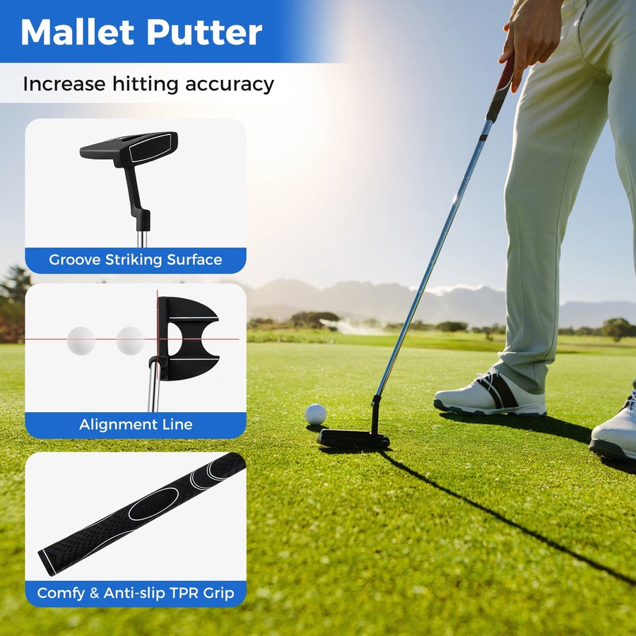 Costway Men Golf Clubs Set Beginner w/Stand Bag 10PCS Alloy/Graphite Drive Right Hand