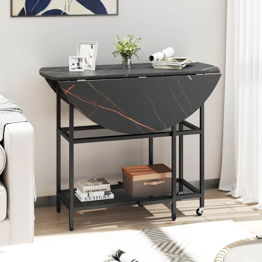 Buy Costway Mobile Folding Dining Table Seats w/Storage Shelves ...
