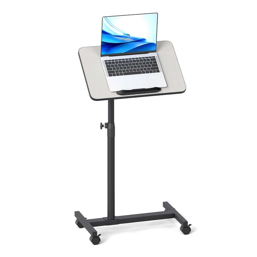 Costway Mobile Standing Desk Height Adjustable Overbed Bedside Table Rolling Laptop Study Desk Grey