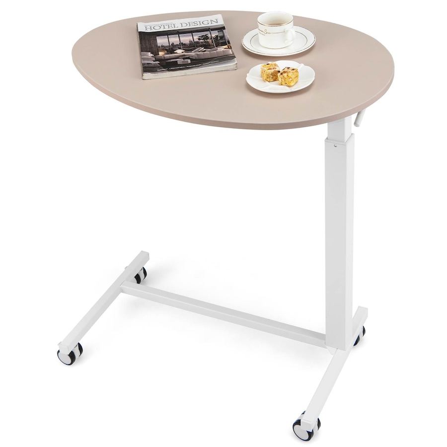Costway Mobile Standing Desk w/Pneumatic Lift Lockable Casters Oval Tabletop Home Office