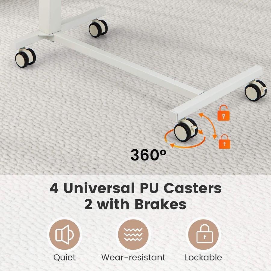 Costway Mobile Standing Desk w/Pneumatic Lift Lockable Casters Oval Tabletop Home Office