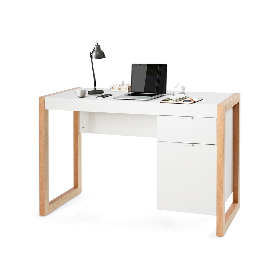 Costway Modern Computer Desk Writing Desk Workstation w/Storage Drawer Home Office White