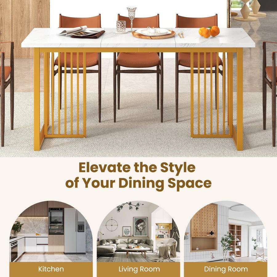 Buy Costway Modern Dining Table 160 CM Dining Room Table Rectangular ...