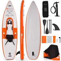 Costway Inflatable Stand Up Paddle Board Kayak w/Seat SUP Surfboard/Carry Bag & Hand Pump 330*81*20cm Orange