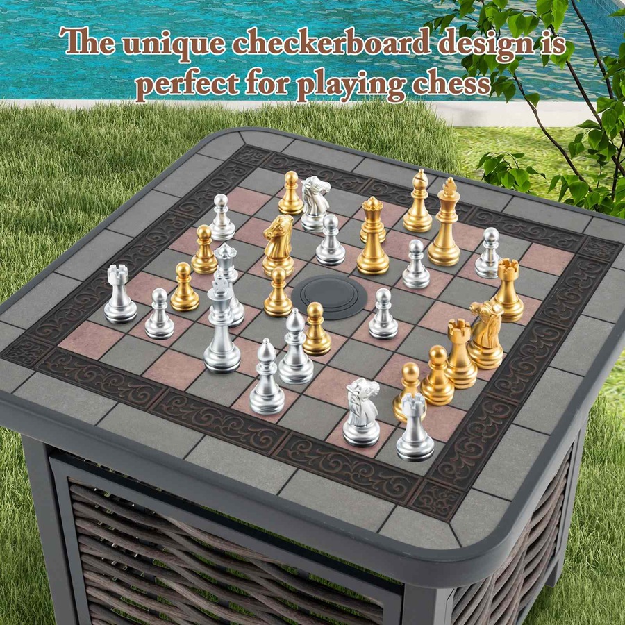 Costway Outdoor Coffee Table Patio Side Table Rattan Square End Table w/Umbrella Hole Garden & Balcony Black