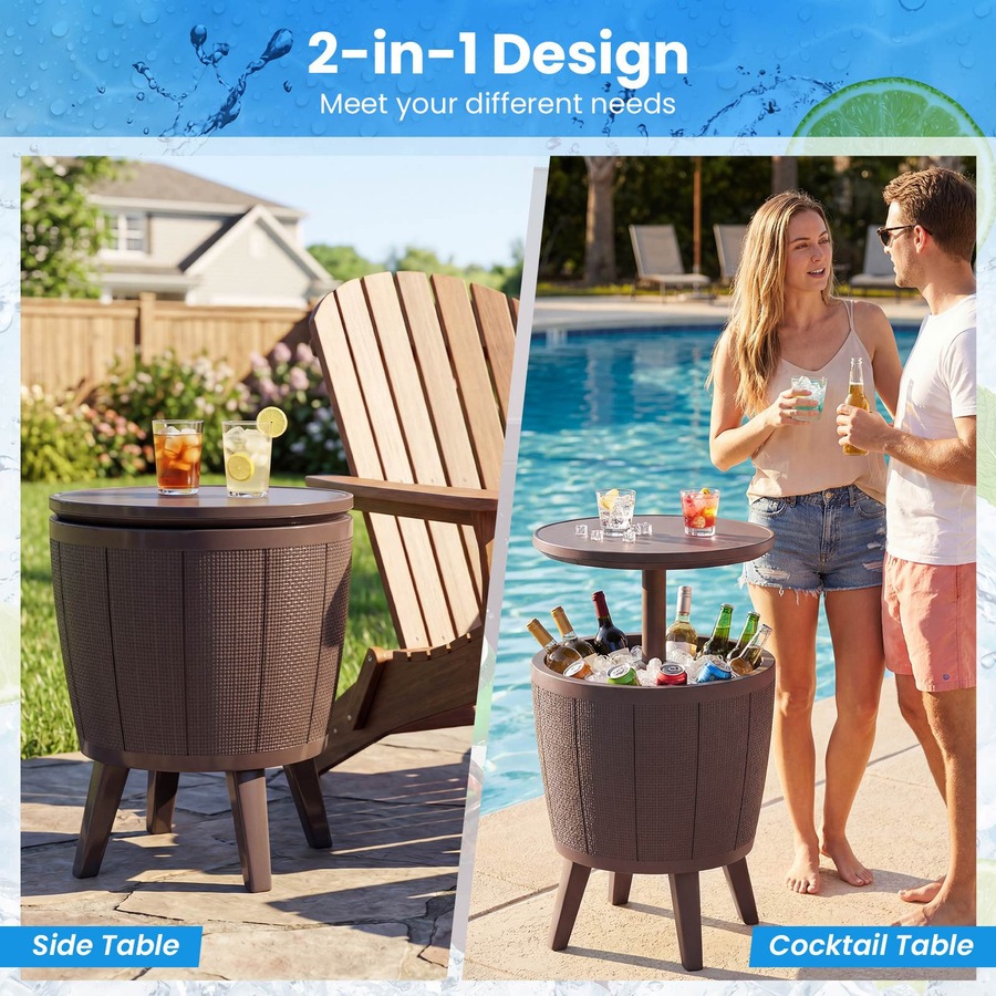 Buy Costway Outdoor Cool Cocktail Bar Table All-Weather Lift Top Cooler ...