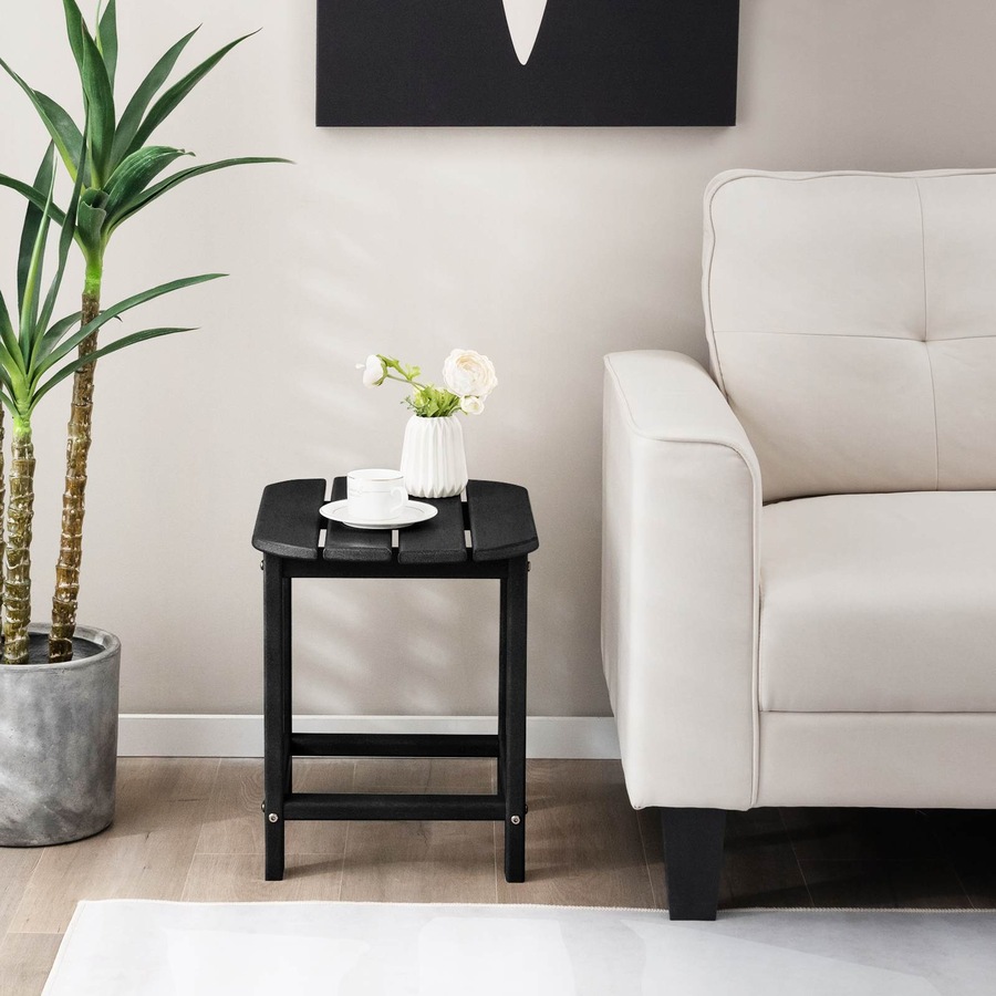 Costway Outdoor Side Table All-Weather Coffee Table Adirondack Table Outdoor Furniture Garden Patio, Black