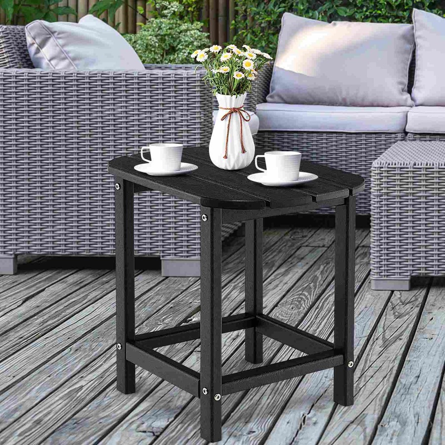 Costway Outdoor Side Table All-Weather Coffee Table Adirondack Table Outdoor Furniture Garden Patio, Black