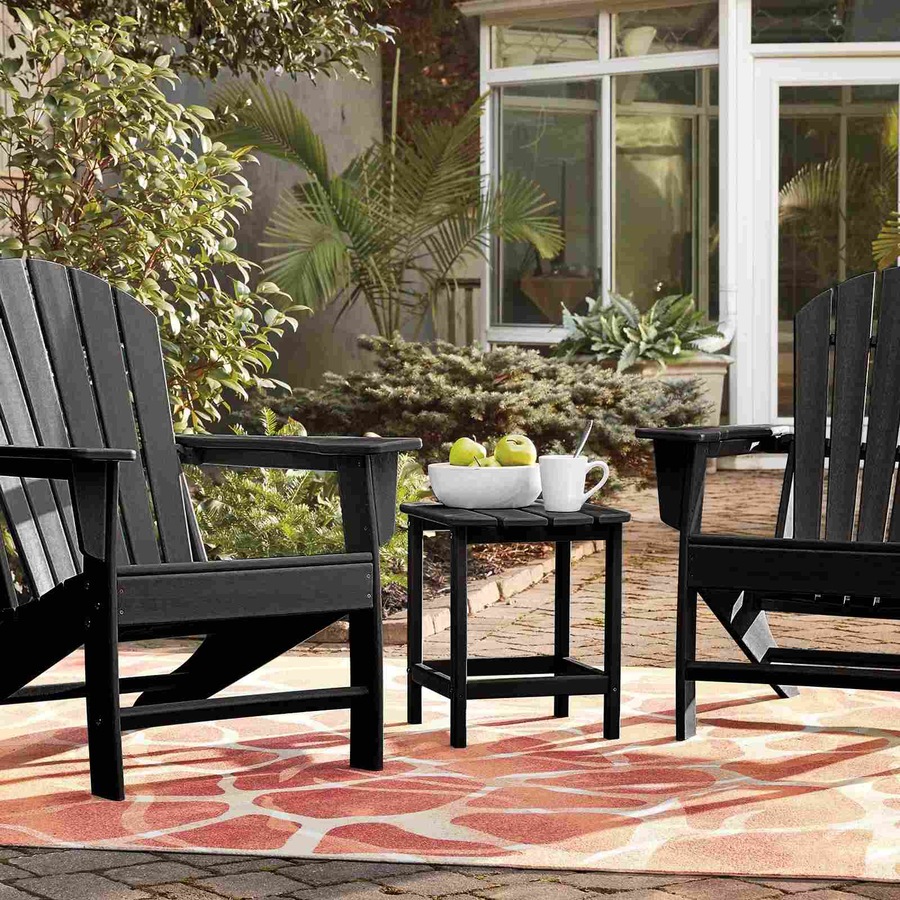 Costway Outdoor Side Table All-Weather Coffee Table Adirondack Table Outdoor Furniture Garden Patio, Black