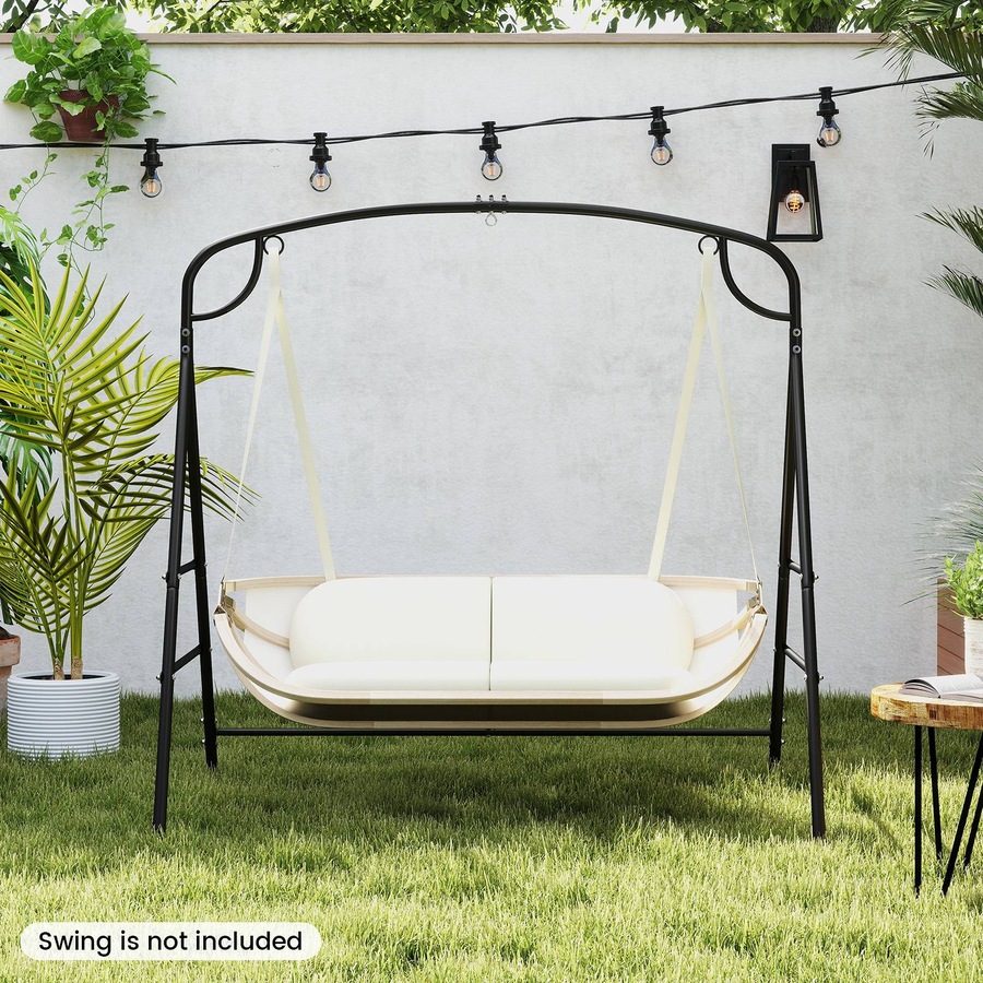 Costway Outdoor Swing Frame Heavy-duty Swing Support Hammock Metal Stand w/Double Side Bars & 2-Ring Design