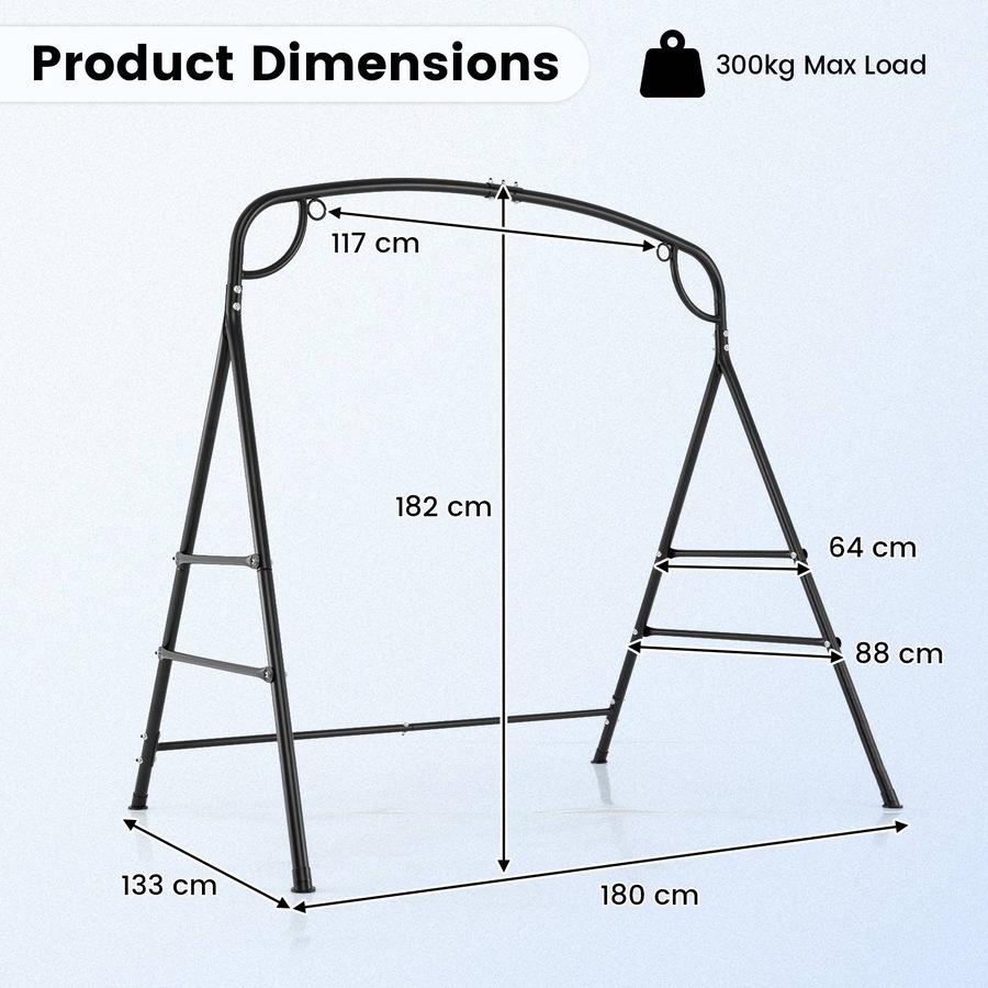 Costway Outdoor Swing Frame Heavy-duty Swing Support Hammock Metal Stand w/Double Side Bars & 2-Ring Design