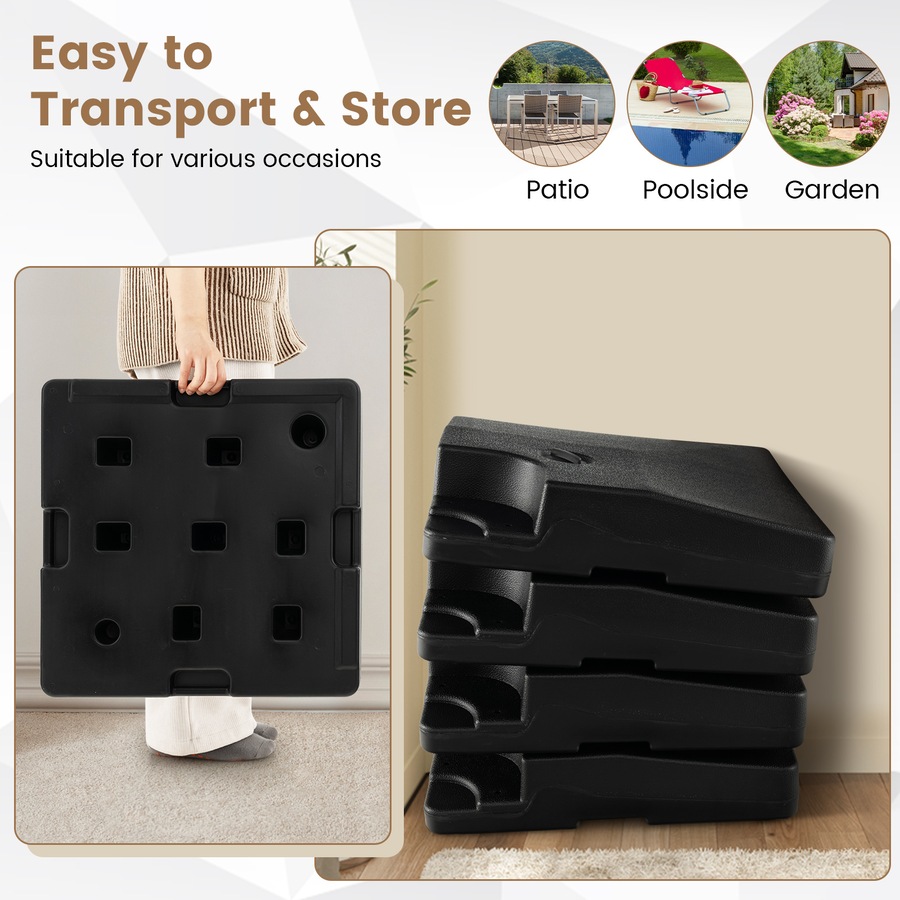 Costway Outdoor Umbrella Base Heavy Duty Cantilever Umbrella Holder Parasol Stand All Weather Black