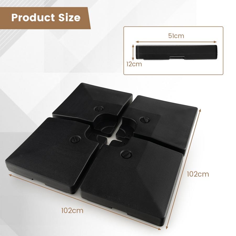 Costway Outdoor Umbrella Base Heavy Duty Cantilever Umbrella Holder Parasol Stand All Weather Black