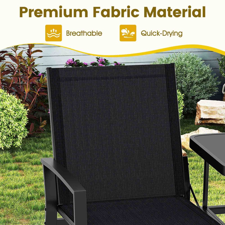 Costway Patio Loveseat Chair w/Table 2 Seat Outdoor Furniture Metal Frame Garden Bench Conversation Set Lounge