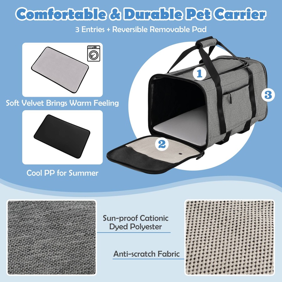 Costway Pet Stroller Rolling Cat Dog Travel Carrier Bag Pushchair Carry Strap Litter Bag