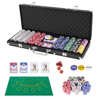 Costway Poker Chip Set 500PC Chips Texas Hold'em Poker Sets Casino Playing Cards Dice Gamble Game Party, Black