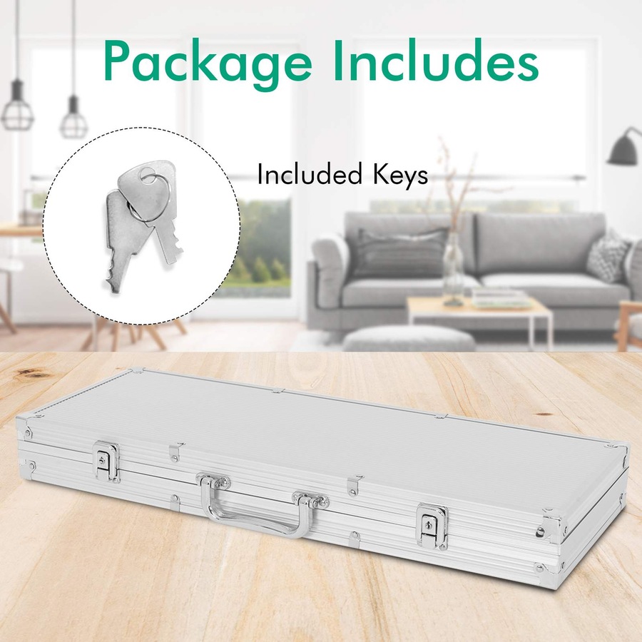 Costway Poker Chip Set 500PC Chips Texas Hold'em Poker Sets Casino Playing Cards Dice Gamble Game Party, Silver