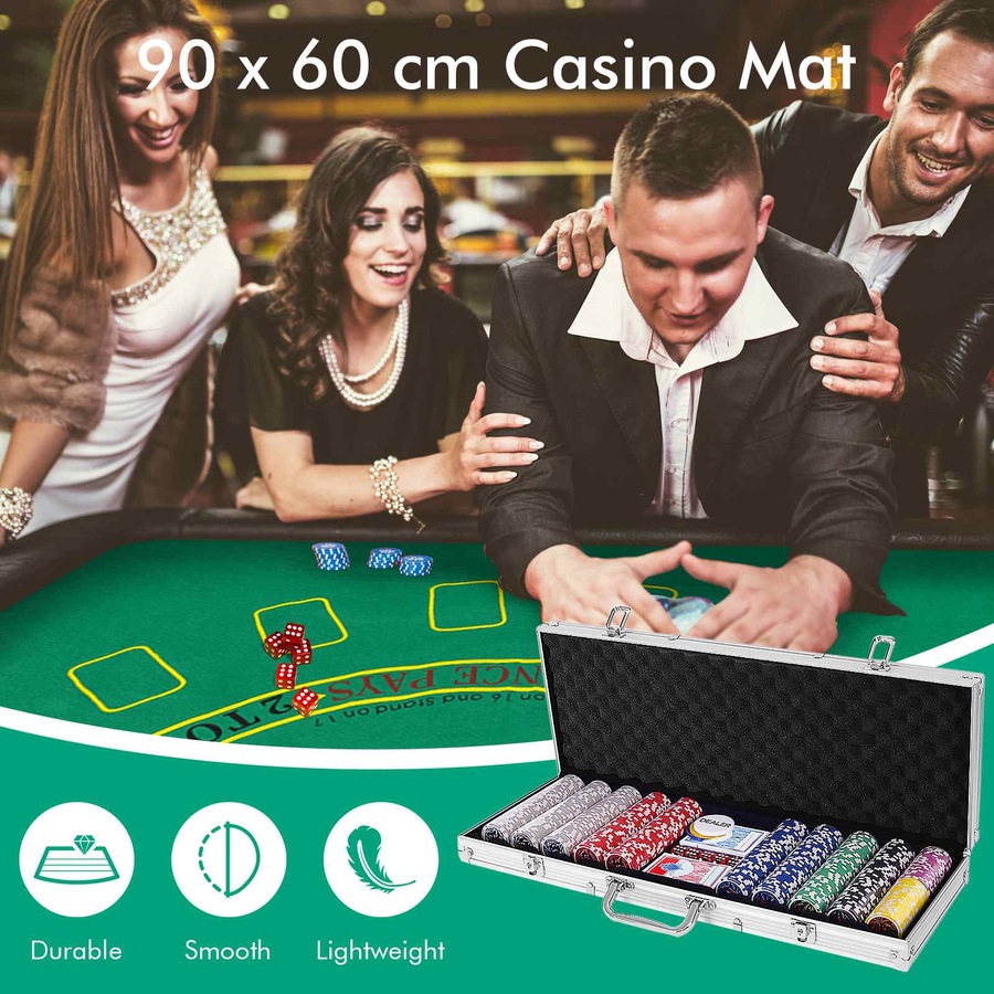 Costway Poker Chip Set 500PC Chips Texas Hold'em Poker Sets Casino Playing Cards Dice Gamble Game Party, Silver