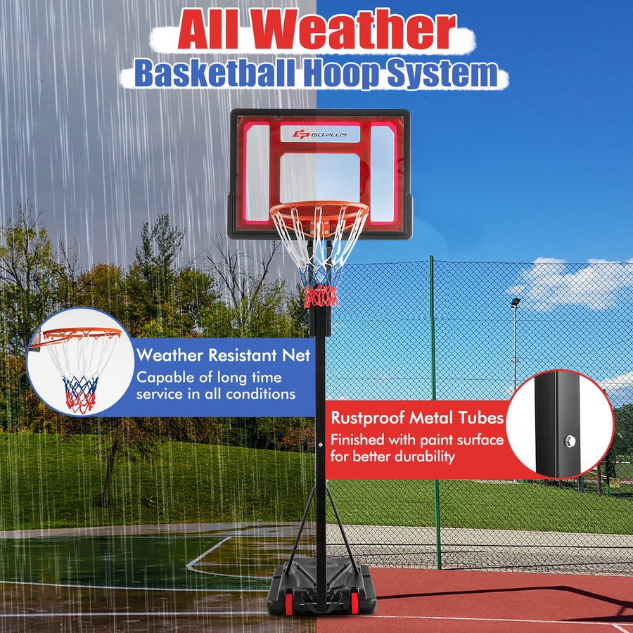 Costway Portable Basketball Hoop System Stand Heavy Duty Basketball Ring Adjustable w/Wheels Weight Bag Outdoor