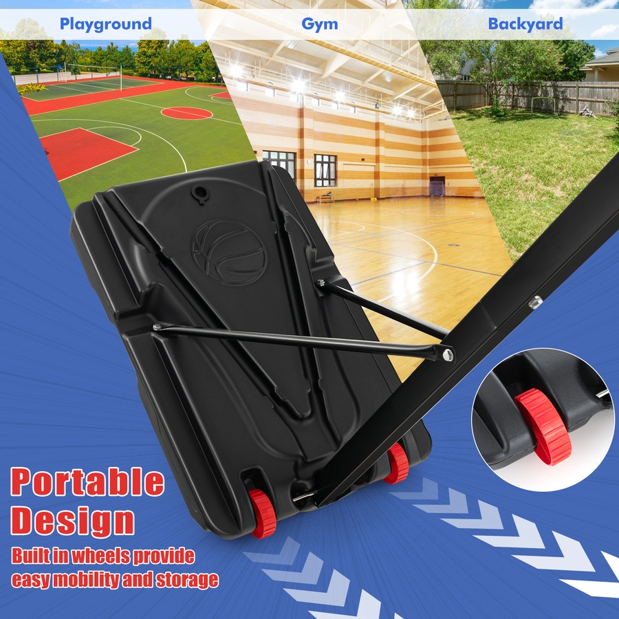 Costway Portable Basketball Hoop System Stand Heavy Duty Basketball Ring Adjustable w/Wheels Weight Bag Outdoor