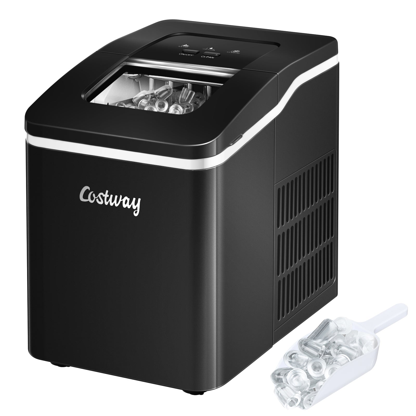 Costway Portable Ice Maker Ice Cube Machine Countertop Bar Cafe w/Scoop, Black