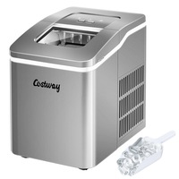 Costway Portable Ice Maker Ice Cube Machine Countertop Bar Cafe w/Scoop Silver
