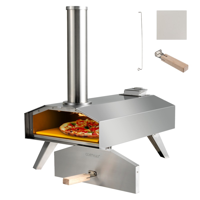 Buy Costway Portable Pizza Oven Wood Pellet Fired Pizza Maker Outdoor
