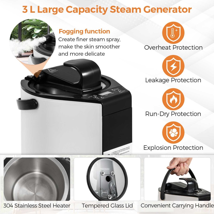 Costway Portable Steam Sauna Tent w/Timer 1000W 3L Steam Generator Remote Control & Foot Massager Spa
