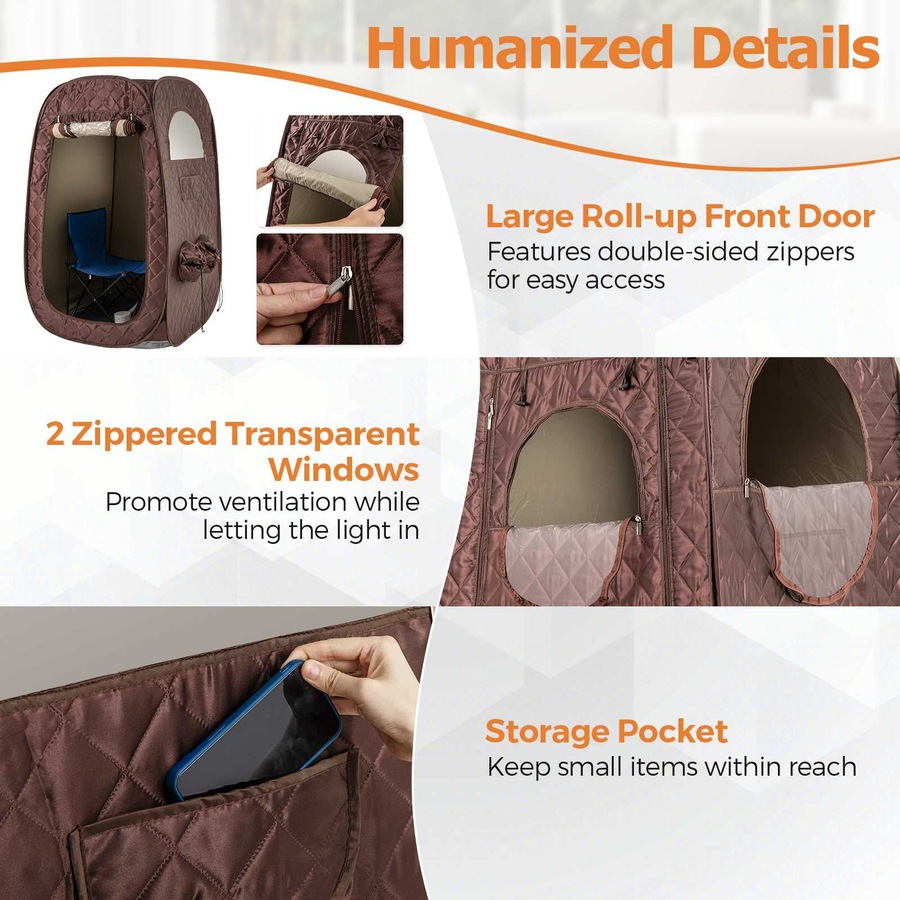 Costway Portable Steam Sauna Tent w/Timer 1000W 3L Steam Generator Remote Control & Foot Massager Spa