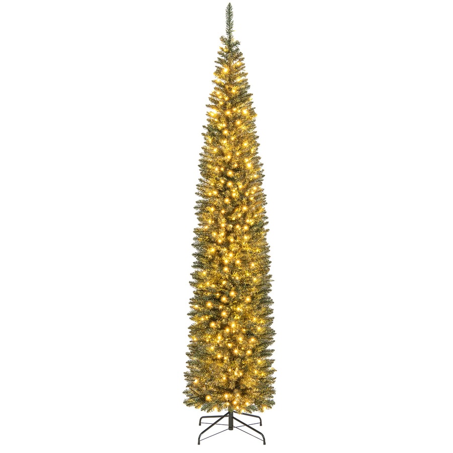 Costway Pre-Lit Christmas Tree Slim Xmas Pencil Tree Holiday Party Decoration Gift