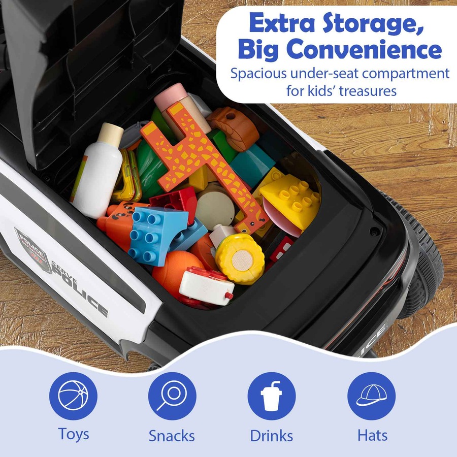 Costway Push Ride on Car Sliding Car Foot-to-Floor Police Car Electric Vehicle Toy Gift