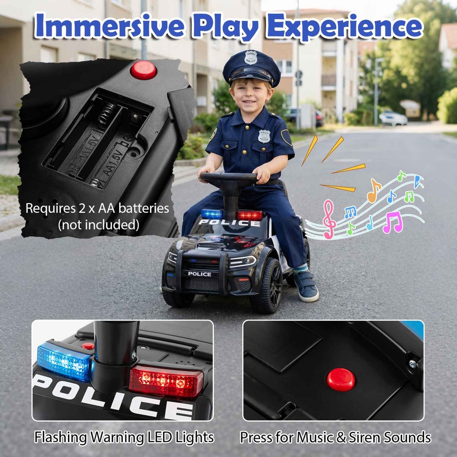 Costway Push Ride on Car Sliding Car Foot-to-Floor Police Car Electric Vehicle Toy Gift