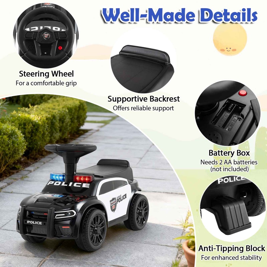 Costway Push Ride on Car Sliding Car Foot-to-Floor Police Car Electric Vehicle Toy Gift
