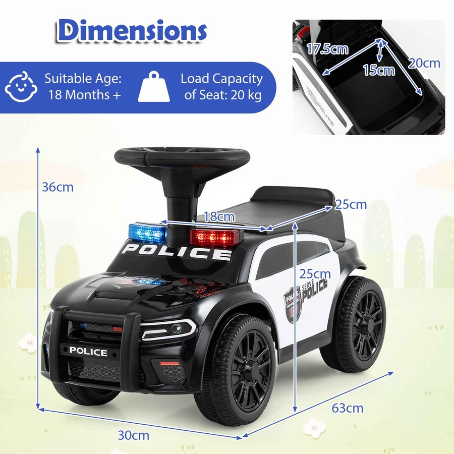 Costway Push Ride on Car Sliding Car Foot-to-Floor Police Car Electric Vehicle Toy Gift