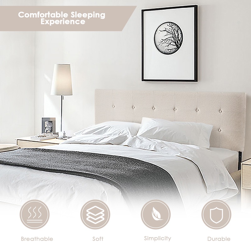 Costway Queen Double Bed Head Headboard Upholstered Bedhead Buttons